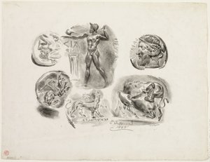 Kuuden antiikkimitalin arkki tekijältä Eugène Delacroix