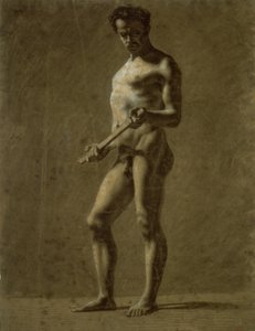 Seisova akateeminen miesalaston alaston (recto); Luonnos olkavarresta (käänteinen) tekijältä Eugène Delacroix