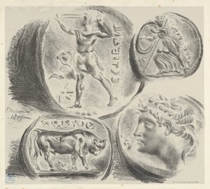 Tutkimuksia neljästä kreikkalaisesta kolikosta, 1825, 1825. tekijältä Eugène Delacroix
