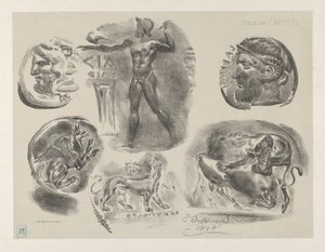 Tutkimuksia kuudesta kreikkalaisesta kolikosta, 1825, 1825. tekijältä Eugène Delacroix