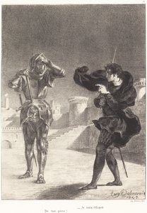 The Ghost on the Terrace (näytös I, kohtaus V) tekijältä Eugène Delacroix