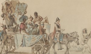 Teatteriryhmä tiellä, 1818. tekijältä Eugène Delacroix