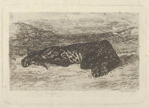 Tiikeri makaa autiomaassa, 1846, 1846. tekijältä Eugène Delacroix