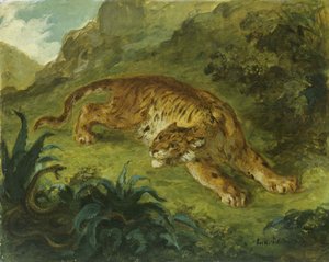 Tiikeri ja käärme, 1854-1858. tekijältä Eugène Delacroix