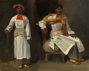 Kaksi tutkimusta intiaanista Kalkuttasta, istuva ja seisova, n. 18231824. tekijältä Eugène Delacroix