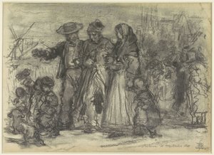 Vanhan sotilaan kotiinpaluu Waterloon taistelun jälkeen Return de Waterloo 1815. (otsikko esineessä)