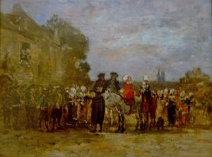 Ranskalainen:  Noce à Quimper Häät Quimperissä tekijältä Eugene Louis Boudin
