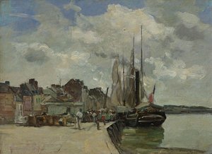 Saksa: Honfleur. Honfleurin satama: The Port tekijältä Eugene Louis Boudin