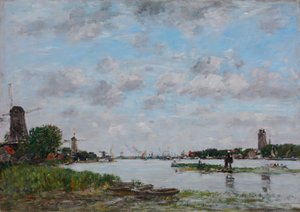 Maas lähellä Dordrechtia tekijältä Eugene Louis Boudin