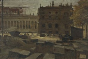 Champs-Élysées-kadun teollisuuspalatsi puretaan. tekijältä Eugène Trigoulet
