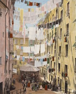 Katu Genovan vanhassa kaupunginosassa, Italiassa (värillinen kuva) tekijältä European Photographer