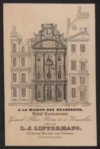 A La Maison Des Brasseurs, Hotel Restaurant, Bruxelles, L J Lintermans (kaiverrus) tekijältä European School