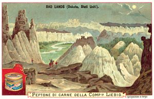 Badlands, Etelä-Dakota, Yhdysvallat (chromolitho) tekijältä European School
