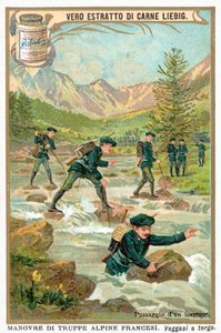 Vuoristovirran ylittäminen (chromolitho) tekijältä European School