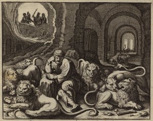 Daniel leijonien luolassa (kaiverrus)