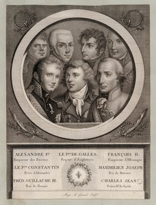 1800-luvun alun eurooppalaiset kuninkaalliset: Yrjö, Walesin prinssi, kuningas Yrjö III:n regentti; Frans II, Pyhän Rooman keisari; Venäjän suuriruhtinas Konstantin Pavlovitš; Maximilian Joseph, Baijerin kuningas ja Paavalin valitsijamies; ja muut Venäjän  tekijältä European School