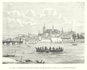 Kokemus Newassa, M Jacobi, vuonna 1839, sähkömoottorilla (kaiverrus) tekijältä European School