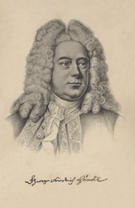Yrjö Frideric Händel, saksalaissyntyinen brittiläinen barokkisäveltäjä (litografia). tekijältä European School