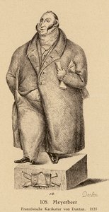 Giacomo Meyerbeer, saksalais-juutalainen säveltäjä (litografia) tekijältä European School