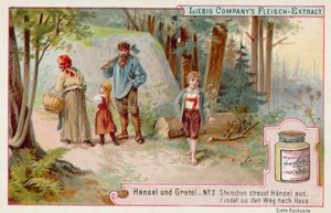 Hansel ja Kerttu: Hansel jättää pikkukivijäljen löytääkseen tien kotiin (chromolitho) tekijältä European School