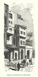 Talo parvekkeella Rosettassa, Egyptissä (litho) tekijältä European School