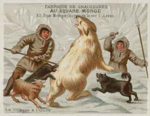 Jääkarhujen metsästys koirien kanssa (chromolitho) tekijältä European School