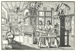 Kirjapainopajan sisustus, c1676 (kaiverrus) tekijältä European School