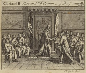 Kuningas Richard II luovuttaa Englannin kruunun Henry Bolingbrokelle, Lancasterin herttualle, 1399 tekijältä European School