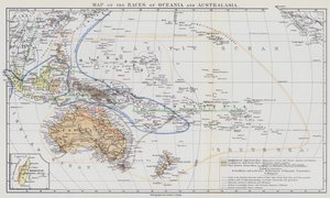Oseanian ja Australaasian rotujen kartta (värilitra) tekijältä European School