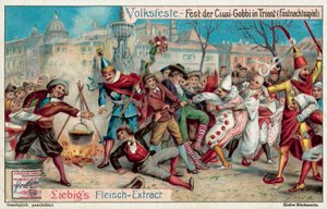 Mardi Gras -juhlat Trentossa, Italiassa (chromolitho) tekijältä European School