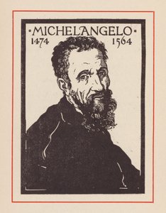 Michelangelo, italialainen renessanssitaiteilija ja arkkitehti (litografia) tekijältä European School