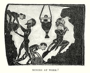 Kaivostyöläiset työssä (kaiverrus) tekijältä European School