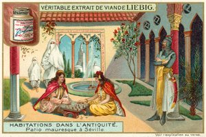 maurien patio Sevillassa (chromolitho) tekijältä European School