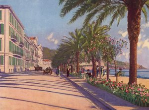 Nizza, Promenade du Midi itään (värilitografia). tekijältä European School