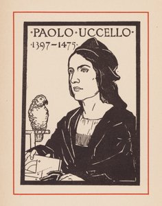 Paolo Uccello, italialainen keskiaikainen taiteilija ja matemaatikko (litografia). tekijältä European School
