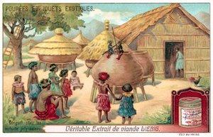 Polynesialaiset lapset katsomassa nukketeatteria (chromolitho) tekijältä European School