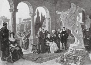 Paavi Julius II ja Apollo Belvedere (litografia) tekijältä European School