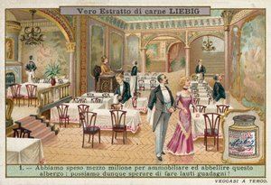 Uudelleen sisustetun hotellin ravintola (chromolitho) tekijältä European School