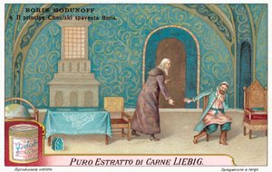 Kohtaus Modest Mussorgskin oopperasta Boris Godunov (chromolitho) tekijältä European School