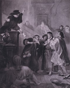 Kohtaus Shakespearen teoksesta Venetsian kauppias (näytös IV, kohtaus 1) (litho) tekijältä European School