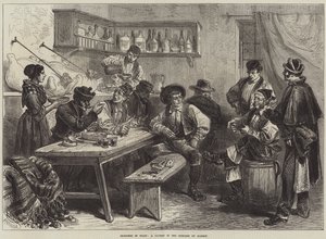 Luonnokset Espanjassa, taverna Madridin esikaupunkialueella (kaiverrus) tekijältä European School
