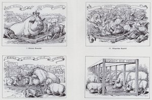 Sosialistinen sarjakuva vuodelta 1895 erilaisista hallintomuodoista (litho) tekijältä European School