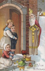 Pyhän Nikolauksen päivän kortti (chromolitho) tekijältä European School