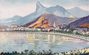 Rion lahdenpuoleisen Avenuen Botafogo-osuus, jonka yläpuolella on Corcovado-vuori (värilitrokuvaus) tekijältä European School