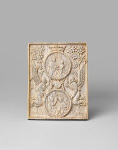 Eevan luominen ja ilmestys yhdelle paneelille, goottilaiseen tyyliin, 1800-luku tekijältä European School