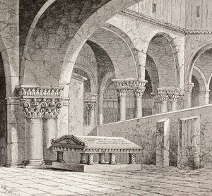 Godfrey de Bouillonin hauta Pyhän haudan kirkossa, Jerusalemissa, n. 1880