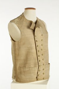 Liivi kudottua silkkiä hienoilla kulta-, kerman- ja oranssinvärisillä raidoilla, n. 1780-90 (silkki) tekijältä European School