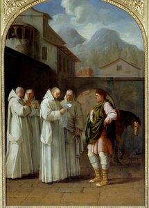 Pyhä Bruno (1030-1101), Karthusian ritarikunnan perustaja saa viestin paavi Urbanus II:lta (Urbano II) tekijältä Eustache Le Sueur