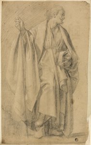 Pysyvä draped miesfiguuri, kantava tuki tekijältä Eustache Le Sueur