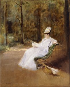 Istuminen penkillä; Sur le Banc, n. 1848 tekijältä Eva Gonzalès